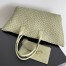 Bottega Veneta Large Cabat Bag In Travertine Intrecciato Lambskin