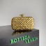 Bottega Veneta Knot Minaudiere Clutch In Gold Intreccio laminated Leather 