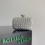 Bottega Veneta Knot Minaudiere Clutch In Silver Intreccio laminated Leather 