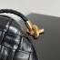 Bottega Veneta Knot Minaudiere On Strap In Black Foulard Intreccio Leather