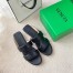 Bottega Veneta Band Slides In Black Lambskin