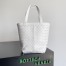 Bottega Veneta Small Flip Flap Bag in White Intrecciato Lambskin