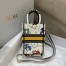 Dior Mini Book Tote Phone Bag In White Pixel Zodiac Embroidery