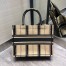 Dior Small Book Tote In Black and Beige Bayadère Embroidered