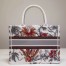 Dior Small Book Tote In White Camouflage With Flowers