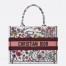 Dior Medium Book Tote Bag In White Multicolor Florilegio Embroidery