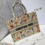 Dior Small Book Tote In Hibiscus Metallic Thread Embroidery