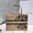 Dior Medium Book Tote Bag In Beige Jute Canvas with Dior Union Motif