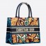 Dior Small Book Tote In Blue Multicolor Dior Paisley Embroidery