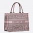 Dior Medium Book Tote Bag in Grey and Pink Toile de Jouy Reverse Embroidery