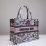 Dior Small Book Tote In Multicolor Rosa Mutabilis Embroidery