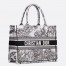 Dior Medium Book Tote Bag In White Toile de Jouy Voyage Embroidery