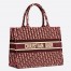 Dior Small Book Tote Bag In Bordeaux Oblique Embroidered Velvet