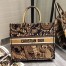 Dior Book Tote Bag In Orange Animals Embroidered Canvas