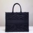 Dior Book Tote Bag In Black Camouflage Embroidered Canvas