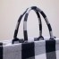 Dior Book Tote Bag In White/Black Check Embroidered Canvas