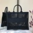 Dior Book Tote Bag In Black Mesh Embroidery