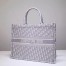 Dior Book Tote Bag In Grey Oblique Embroidery Canvas