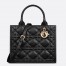 Dior Small Book Tote Bag with Strap in Black Macrocannage Calfskin