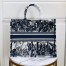 Dior Book Tote Bag In Blue Palm Tree Toile de Jouy Embroidery