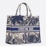 Dior Book Tote Bag In Blue Palm Tree Toile de Jouy Embroidery