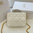 Dior Caro Box Bag with Chain in White Macrocannage Calfskin