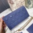 Dior Lady Dior Clutch With Chain In Denim Blue Patent