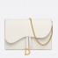 Dior Saddle Pouch In White Grained Calskin 