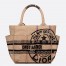 Dior Small Catherine Tote Bag In Beige Jute Canvas with Union Motif