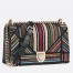 Dior Diorama Canvas Bag Embroidered With Multi-coloured Stripes