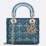 Dior Lady Dior Mini Chain Bag in Satin with Blue Bead Embroidery