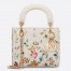 Dior Lady Dior Mini Bag in White Calfskin with Multicolor Small Flowers