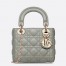 Dior Mini Lady Dior Bag In Grey Cannage Lambskin