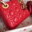 Dior Mini Lady Dior Bag In Red Lambskin