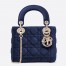 Dior Mini Lady Dior Chain Bag In Blue Velvet