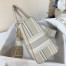 Dior Medium Lady D-Lite Bag In Beige Stripes Embroidery