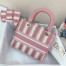 Dior Medium Lady D-Lite Bag In Pink D-Stripes Embroidery