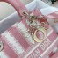 Dior Medium Lady D-Lite Bag In Pink D-Stripes Embroidery