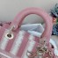 Dior Medium Lady D-Lite Bag In Pink D-Stripes Embroidery