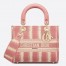 Dior Medium Lady D-Lite Bag In Pink D-Stripes Embroidery