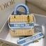 Dior Medium Lady Dior Bag In Wicker and Light Blue Oblique Jacquard