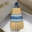 Dior Medium Lady Dior Bag In Wicker and Light Blue Oblique Jacquard