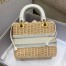 Dior Medium Lady Dior Bag In Wicker and White Oblique Jacquard