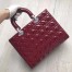 Dior Large Lady Dior Bag In Bordeaux Patent Leather