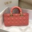 Dior Lady D-Joy Bag In Coral Pink Cannage Lambskin