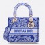 Dior Medium Lady D-Lite Bag In Fluorescent Blue Toile de Jouy Reverse Embroidery