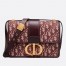 Dior 30 Montaigne Bag In Burgundy Oblique Jacquard Canvas