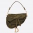 Dior Saddle Bag In Green Camouflage Canvas