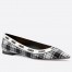 Dior J'Adior Ballet Flat In Black and White Tartan Fabric