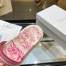 Dior Dway Slides In Bright Pink Toile de Jouy Embroidered Cotton